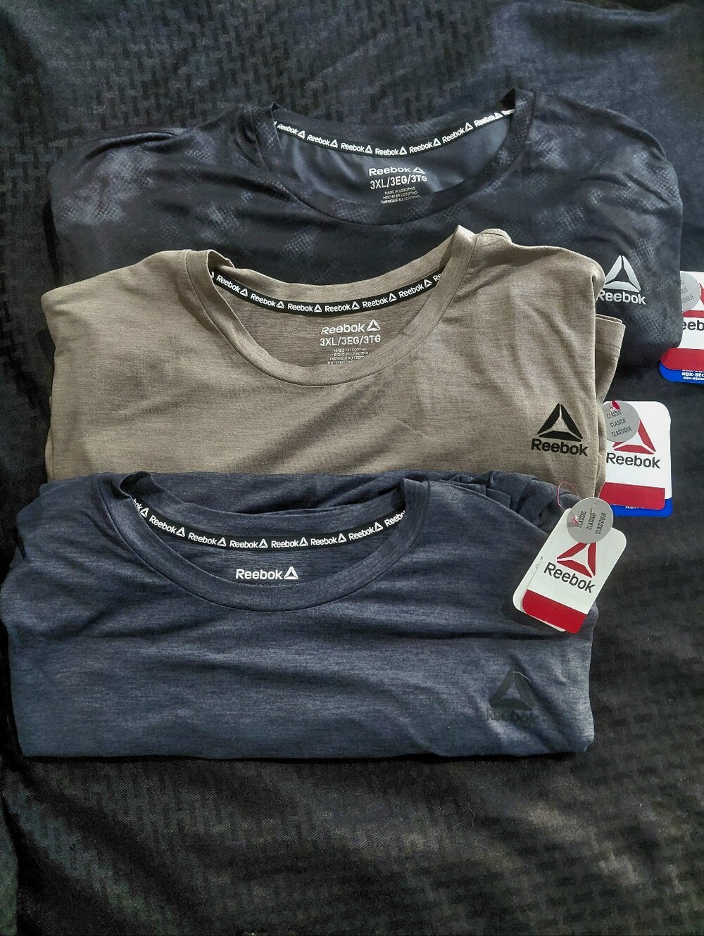 NEW REEBOX Men's 3XL Lot Of 3 Classic Short Sleeve Dri Fit SS Athletic Shirt NWT